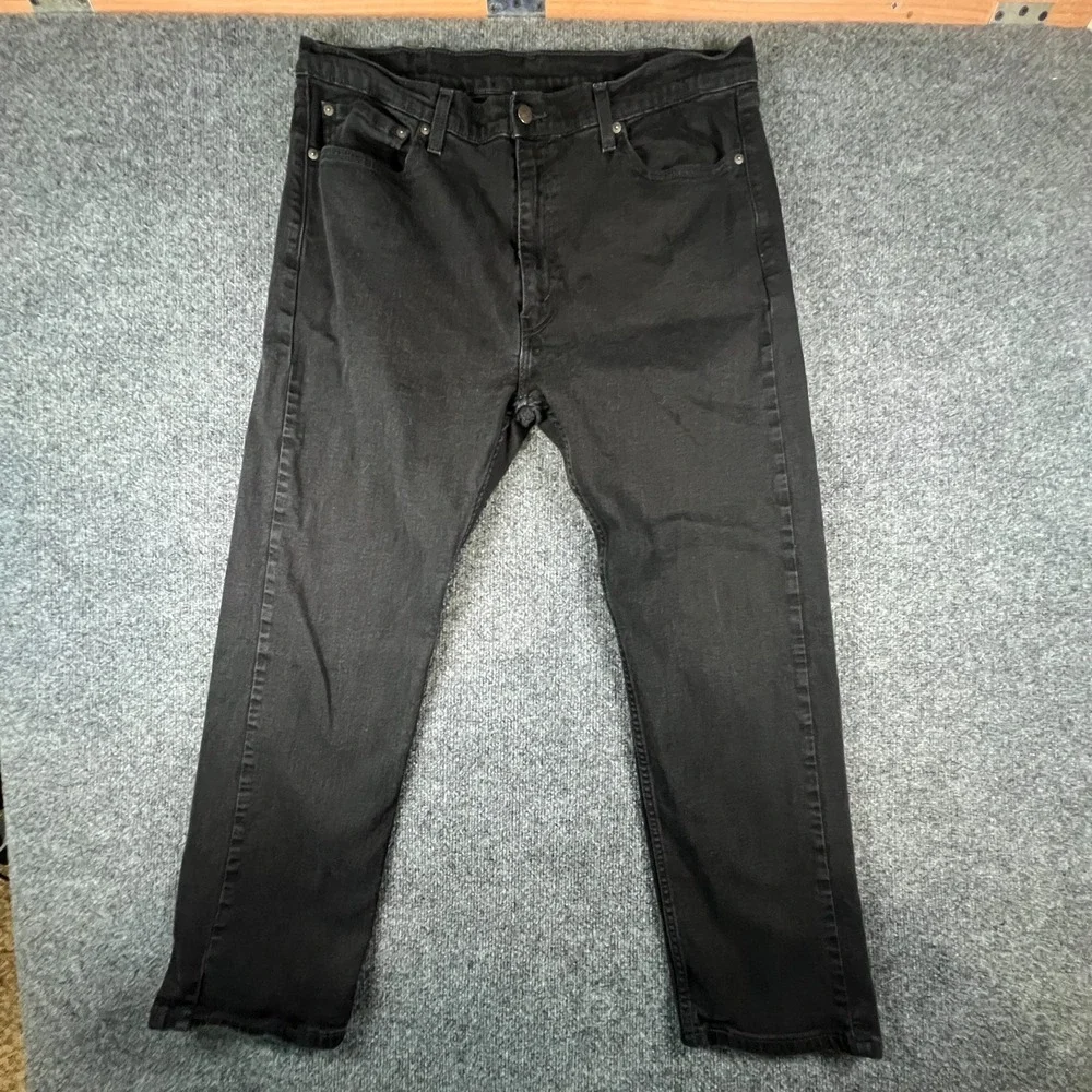 Levi's 505‎ Jeans Mens 38x28 Black Dark Wash Denim Cotton Mid Rise Straight Leg